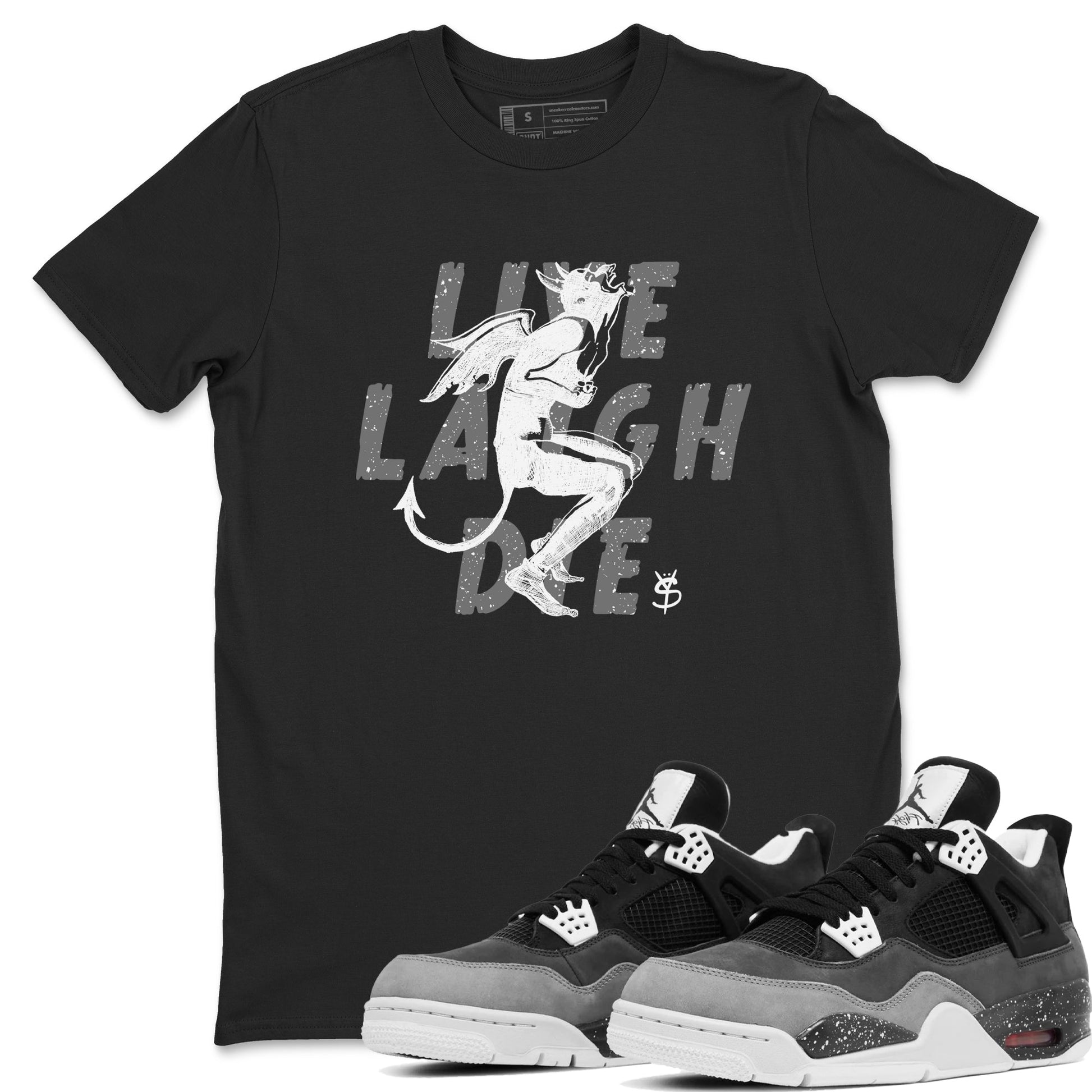 4s Fear shirts to match jordans Laughing Devil sneaker match tees Air Jordan 4 Retro Fear match shoes to clothes SNRT Sneaker Tees unisex cotton Black 1 shirts