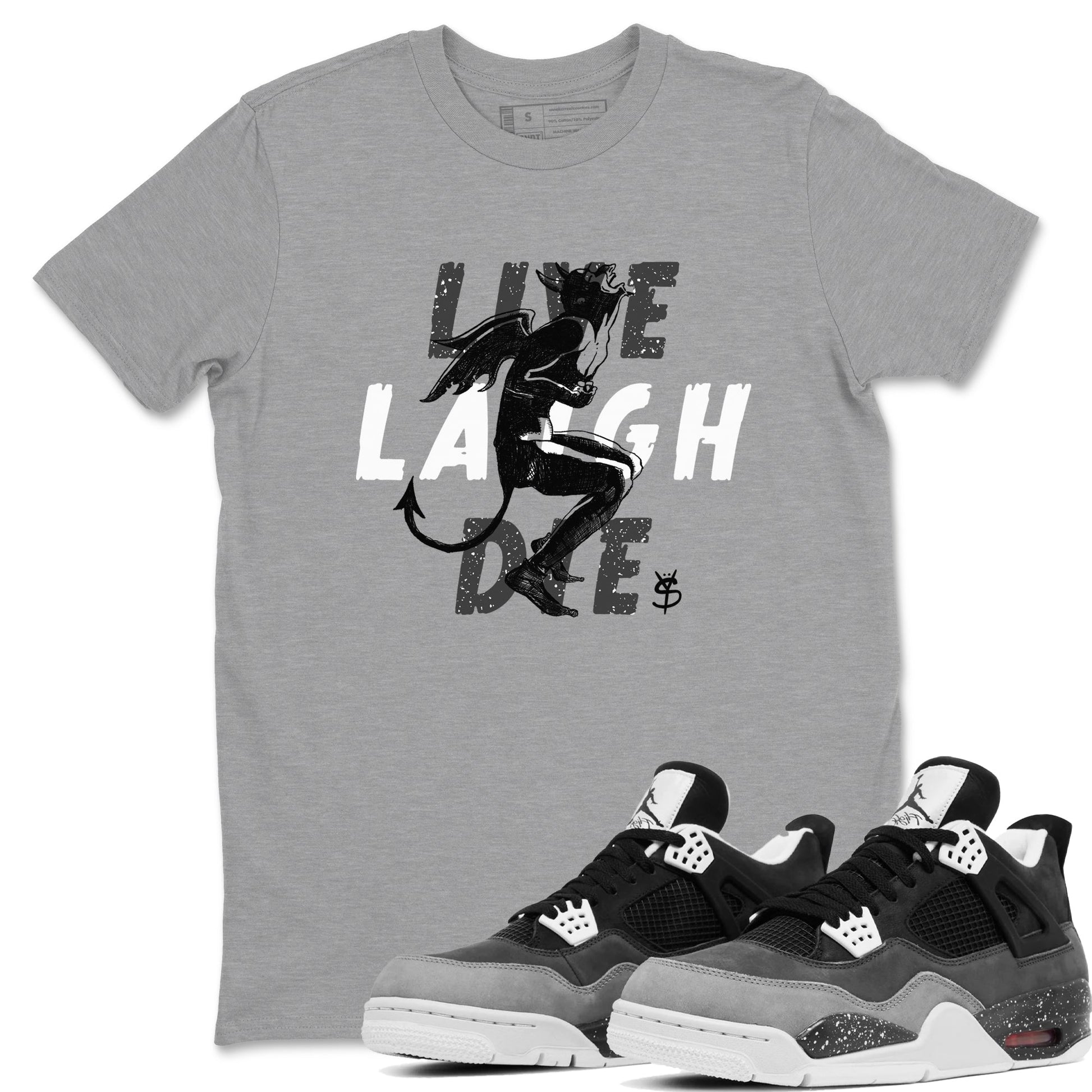 4s Fear shirts to match jordans Laughing Devil sneaker match tees Air Jordan 4 Retro Fear match shoes to clothes SNRT Sneaker Tees unisex cotton Heather Grey 1 shirts