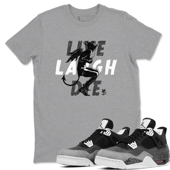 4s Fear shirts to match jordans Laughing Devil sneaker match tees Air Jordan 4 Retro Fear match shoes to clothes SNRT Sneaker Tees unisex cotton Heather Grey 1 shirts