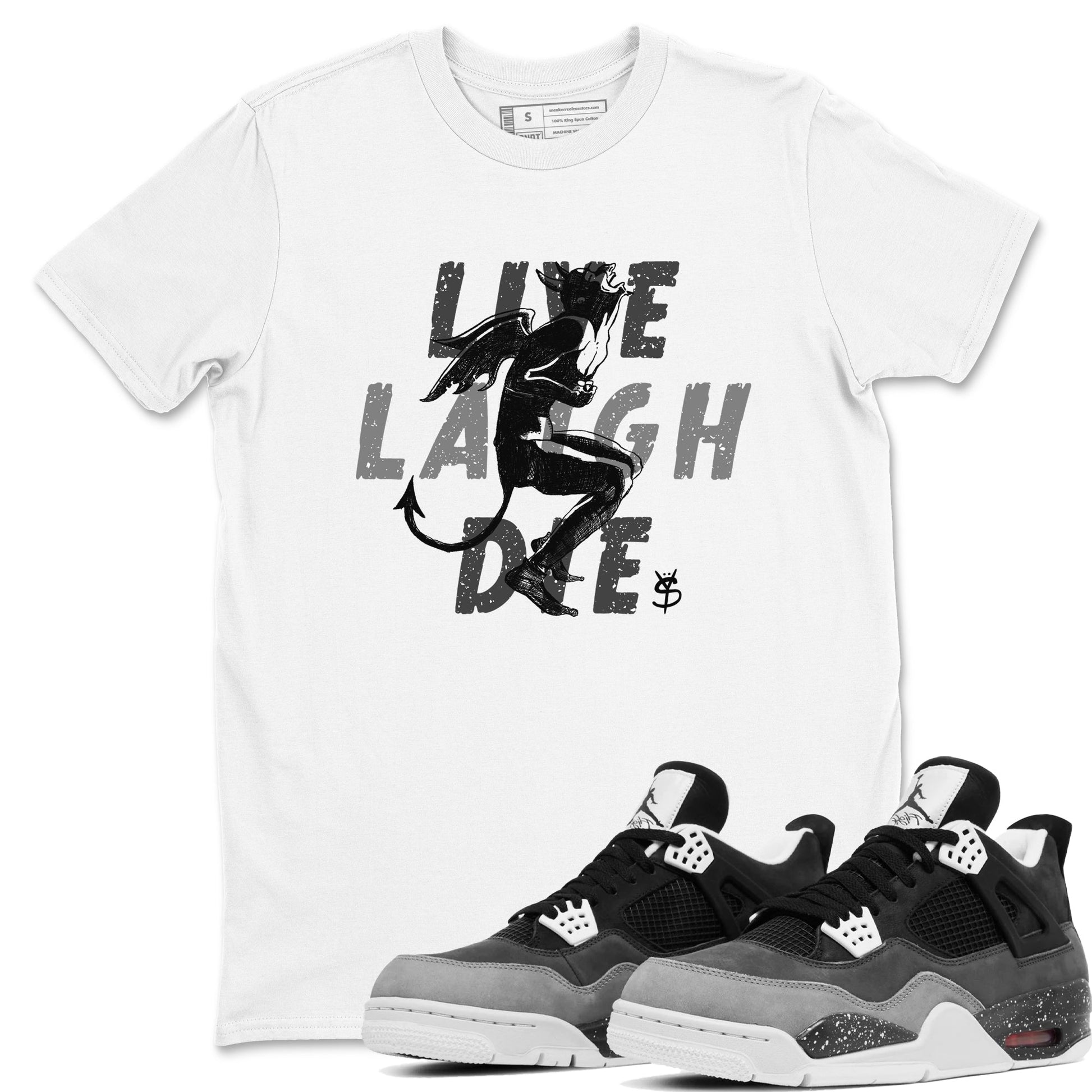 4s Fear shirts to match jordans Laughing Devil sneaker match tees Air Jordan 4 Retro Fear match shoes to clothes SNRT Sneaker Tees unisex cotton White 1 shirts