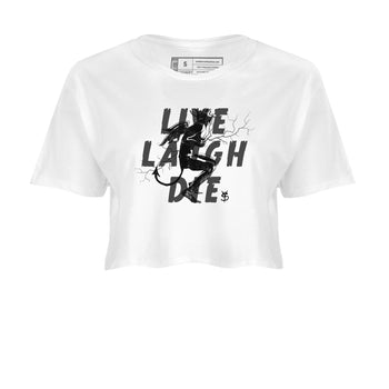 4s White Thunder shirts to match jordans Laughing Devil unique Halloween sneaker tee Air Jordan 4 White Thunder SNRT Sneaker Release Tees unisex cotton White 2 Crop Shirts