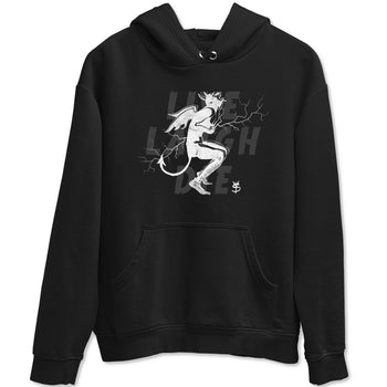 4s White Thunder shirts to match jordans Laughing Devil unique Halloween sneaker tee Air Jordan 4 White Thunder SNRT Sneaker Release Tees unisex cotton Black 2 crew neck shirts