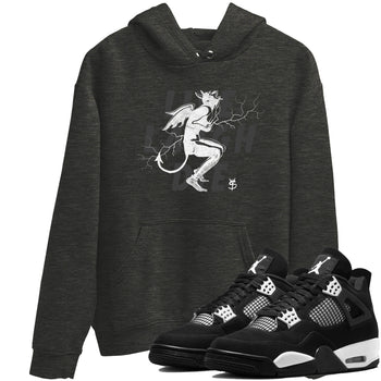 4s White Thunder shirts to match jordans Laughing Devil unique Halloween sneaker tee Air Jordan 4 White Thunder SNRT Sneaker Release Tees unisex cotton Charcoal Heather 1 crew neck shirts