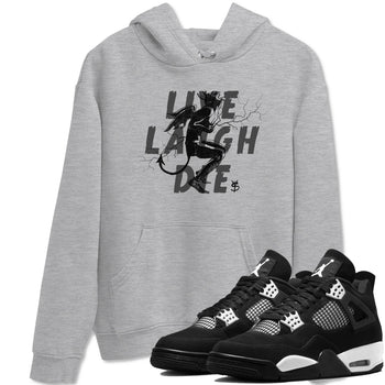 4s White Thunder shirts to match jordans Laughing Devil unique Halloween sneaker tee Air Jordan 4 White Thunder SNRT Sneaker Release Tees unisex cotton Heather Grey 1 crew neck shirts