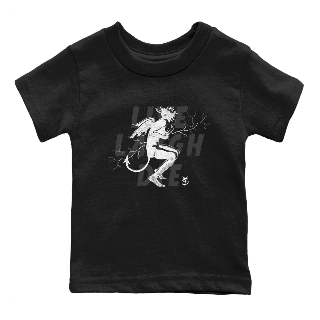 4s White Thunder shirts to match jordans Laughing Devil unique Halloween sneaker tee Air Jordan 4 White Thunder SNRT Sneaker Release Tees Youth Baby Black 2 crew neck shirts