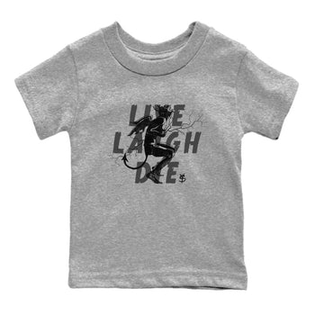4s White Thunder shirts to match jordans Laughing Devil unique Halloween sneaker tee Air Jordan 4 White Thunder SNRT Sneaker Release Tees Youth Baby Heather Grey 2 crew neck shirts