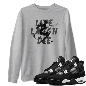 4s White Thunder shirts to match jordans Laughing Devil unique Halloween sneaker tee Air Jordan 4 White Thunder SNRT Sneaker Release Tees unisex cotton Heather Grey 1 crew neck shirts