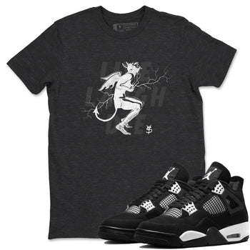 4s White Thunder shirts to match jordans Laughing Devil unique Halloween sneaker tee Air Jordan 4 White Thunder SNRT Sneaker Release Tees unisex cotton Charcoal Heather 1 crew neck shirts