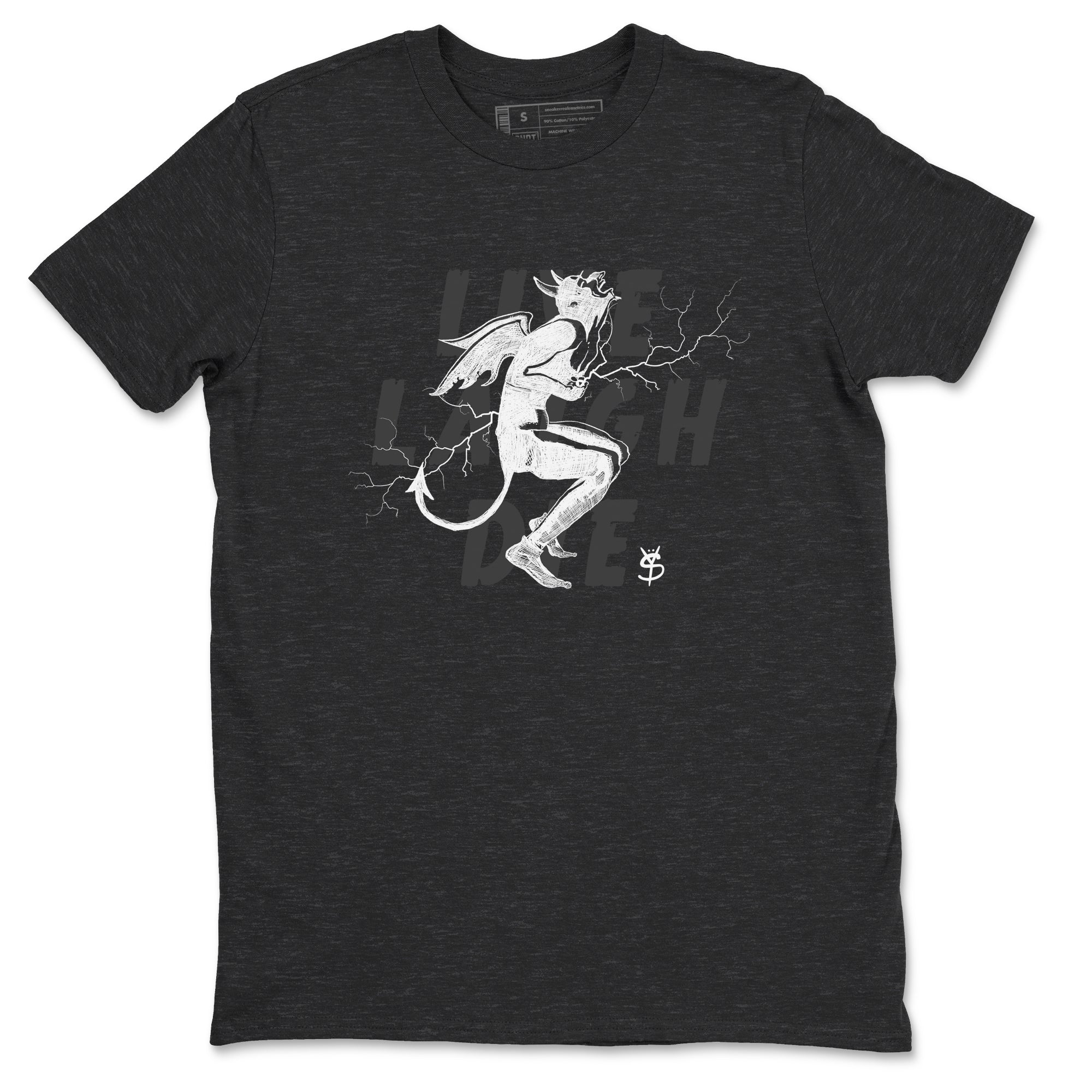 4s White Thunder shirts to match jordans Laughing Devil unique Halloween sneaker tee Air Jordan 4 White Thunder SNRT Sneaker Release Tees unisex cotton Charcoal Heather 2 crew neck shirts