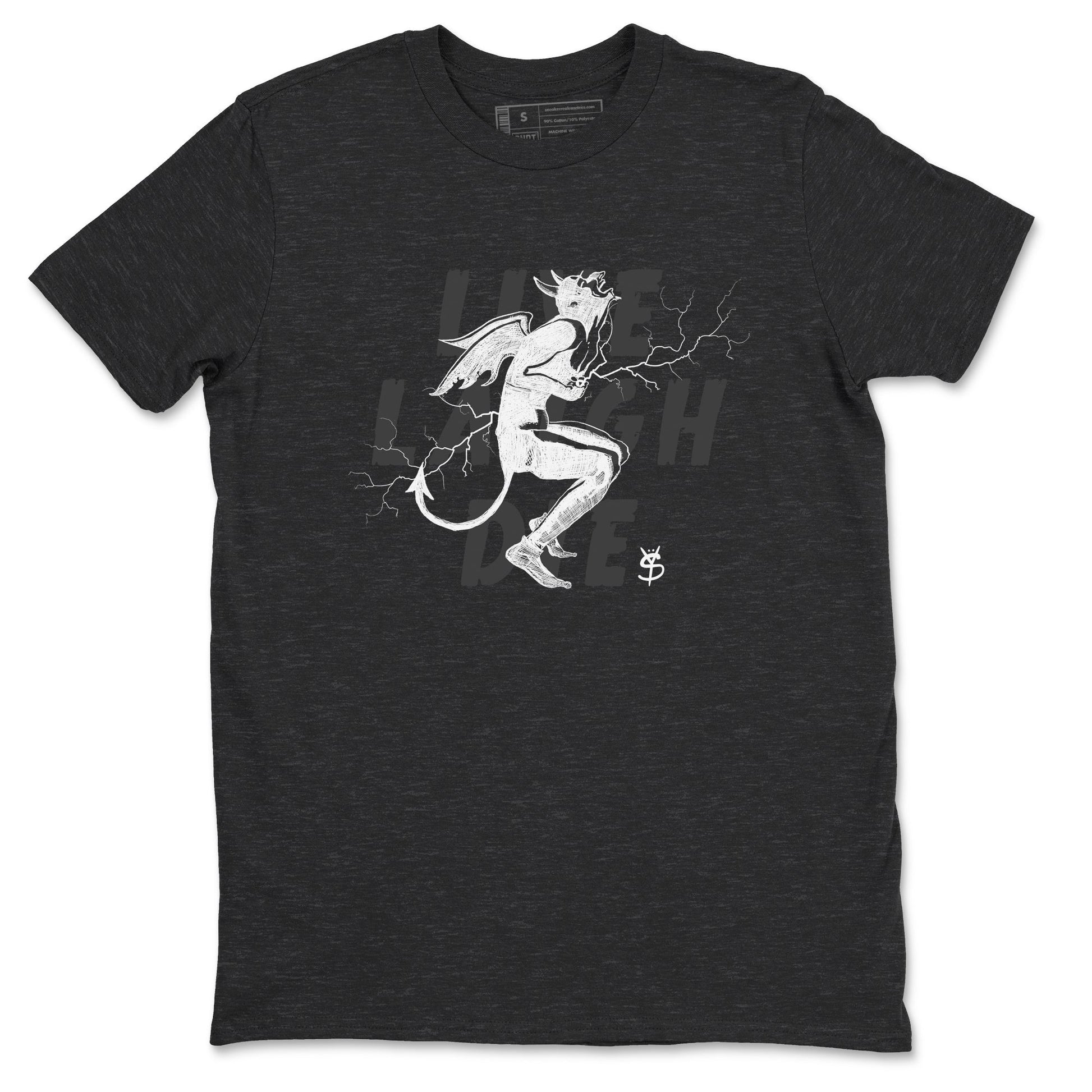 4s White Thunder shirts to match jordans Laughing Devil unique Halloween sneaker tee Air Jordan 4 White Thunder SNRT Sneaker Release Tees unisex cotton Charcoal Heather 2 crew neck shirts