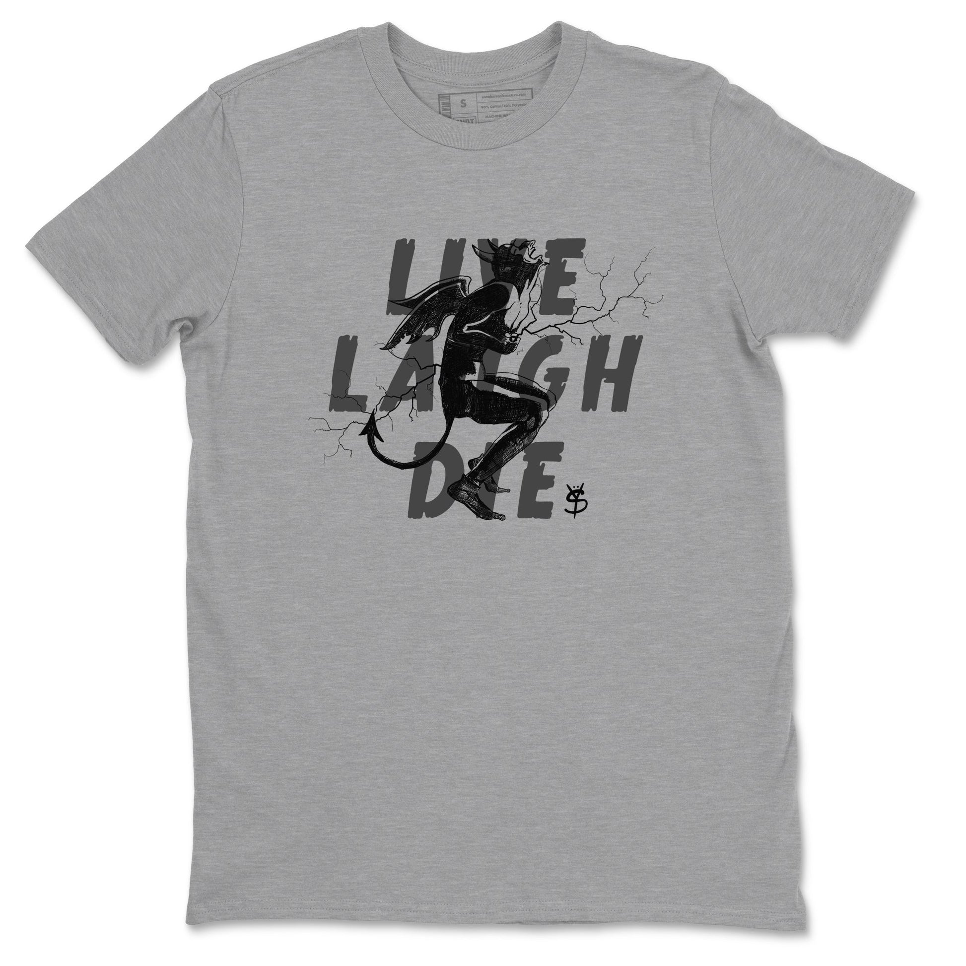 4s White Thunder shirts to match jordans Laughing Devil unique Halloween sneaker tee Air Jordan 4 White Thunder SNRT Sneaker Release Tees unisex cotton Heather Grey 2 crew neck shirts