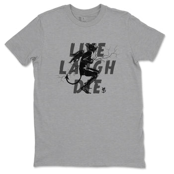 4s White Thunder shirts to match jordans Laughing Devil unique Halloween sneaker tee Air Jordan 4 White Thunder SNRT Sneaker Release Tees unisex cotton Heather Grey 2 crew neck shirts