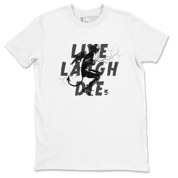 4s White Thunder shirts to match jordans Laughing Devil unique Halloween sneaker tee Air Jordan 4 White Thunder SNRT Sneaker Release Tees unisex cotton White 2 crew neck shirts