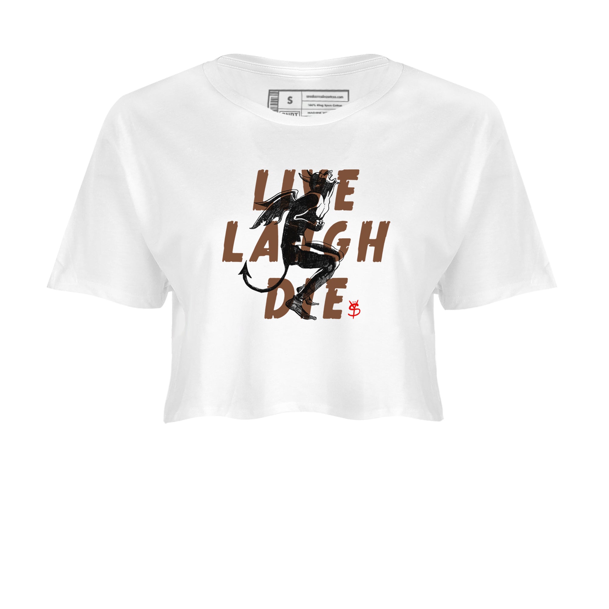 9s Olive shirts to match jordans Laughing Devil sneaker match tees Air Jordan 9 Olive match shoes to clothes SNRT Sneaker Tees unisex cotton White 2 crop tee