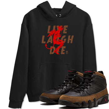 9s Olive shirts to match jordans Laughing Devil sneaker match tees Air Jordan 9 Olive match shoes to clothes SNRT Sneaker Tees unisex cotton Black 1 shirts