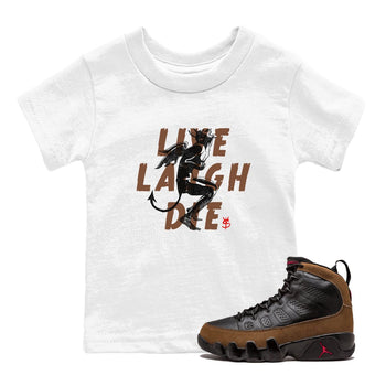 9s Olive shirts to match jordans Laughing Devil sneaker match tees Air Jordan 9 Olive match shoes to clothes SNRT Sneaker Tees Youth Baby White 1 tee