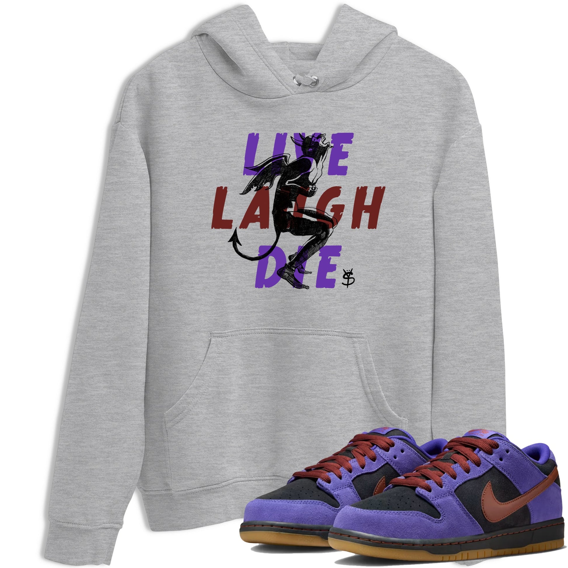 Sneaker match tees – Sneaker Threads To Match Dunk Low Persian Violet Shoes – Laughing Devil Tee Heather Grey 1