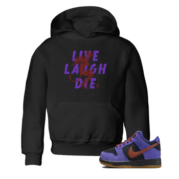Sneaker match tees – Sneaker Threads To Match Dunk Low Persian Violet Shoes – Laughing Devil Kids T-Shirt Black 1