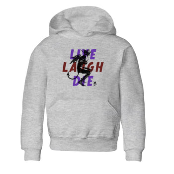 Sneaker match tees – Sneaker Threads To Match Dunk Low Persian Violet Shoes – Laughing Devil Kids T-Shirt Heather Grey 2