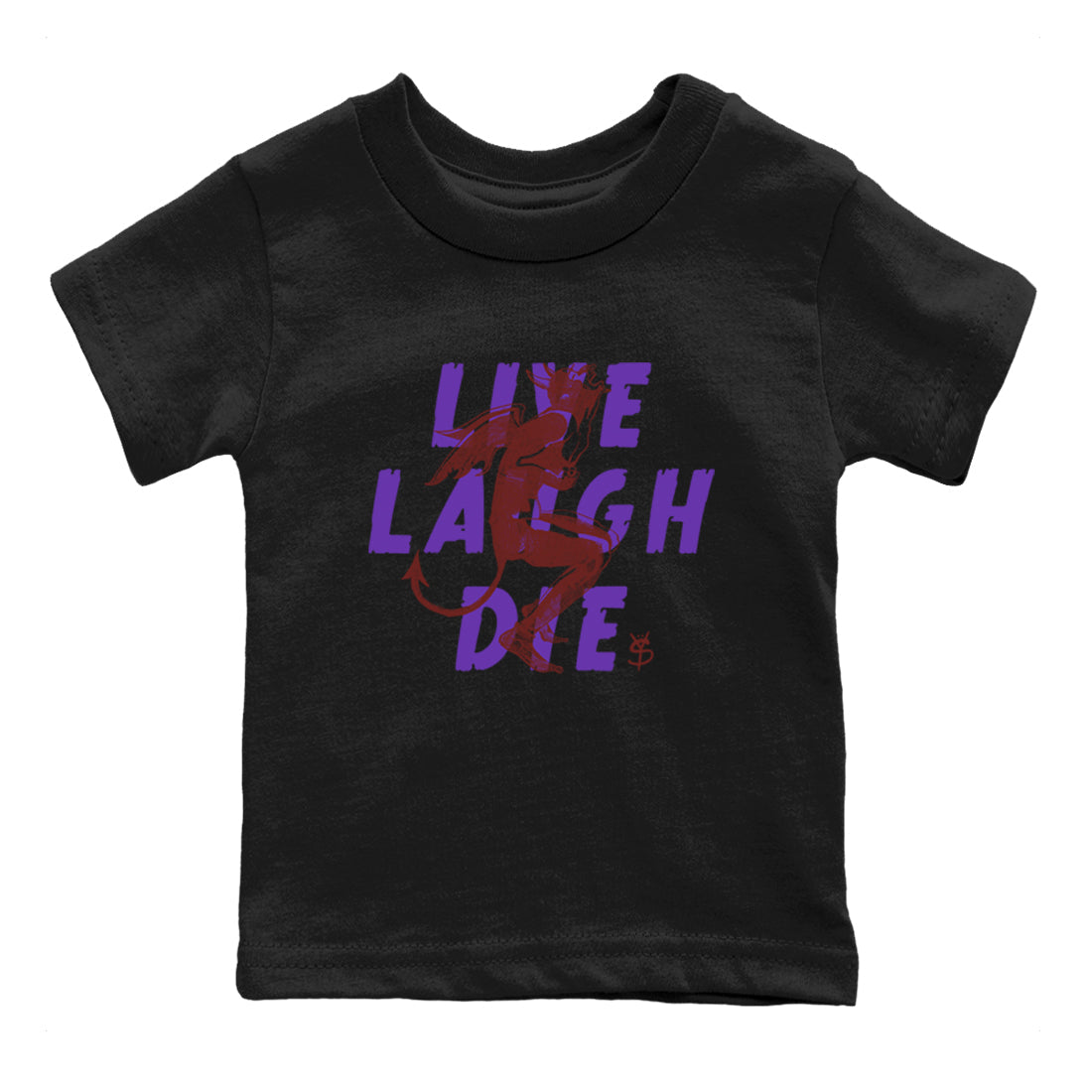 Sneaker match tees – Sneaker Threads To Match Dunk Low Persian Violet Shoes – Laughing Devil Kids T-Shirt Black 2