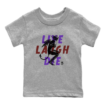 Sneaker match tees – Sneaker Threads To Match Dunk Low Persian Violet Shoes – Laughing Devil Kids T-Shirt Heather Grey 2