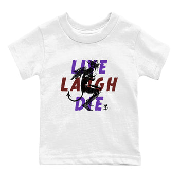 Sneaker match tees – Sneaker Threads To Match Dunk Low Persian Violet Shoes – Laughing Devil Kids T-Shirt White 2