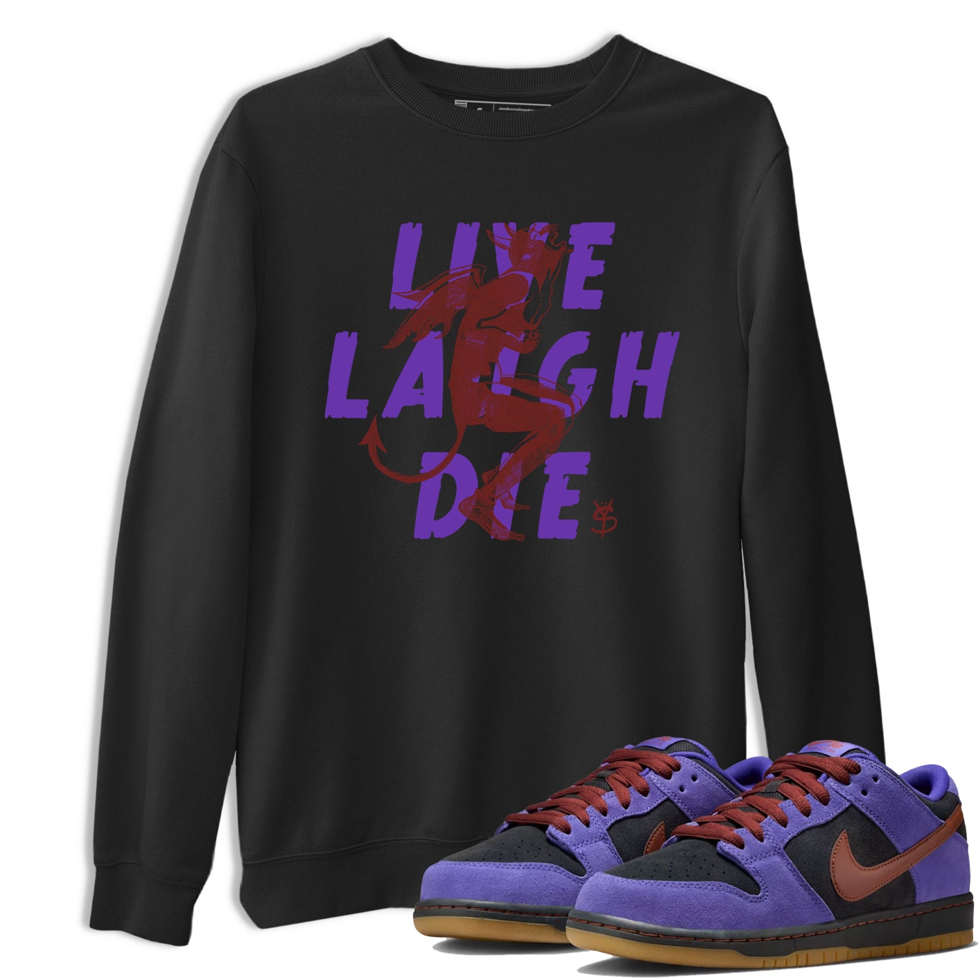 Sneaker match tees – Sneaker Threads To Match Dunk Low Persian Violet Shoes – Laughing Devil Tee Black 1