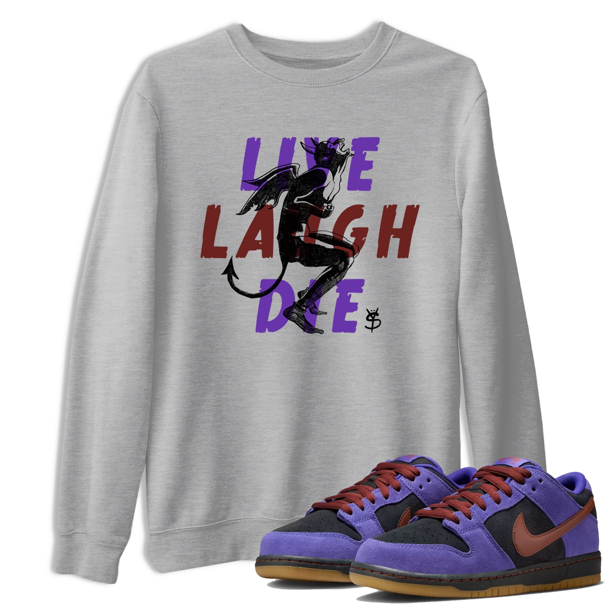 Sneaker match tees – Sneaker Threads To Match Dunk Low Persian Violet Shoes – Laughing Devil Tee Heather Grey 1