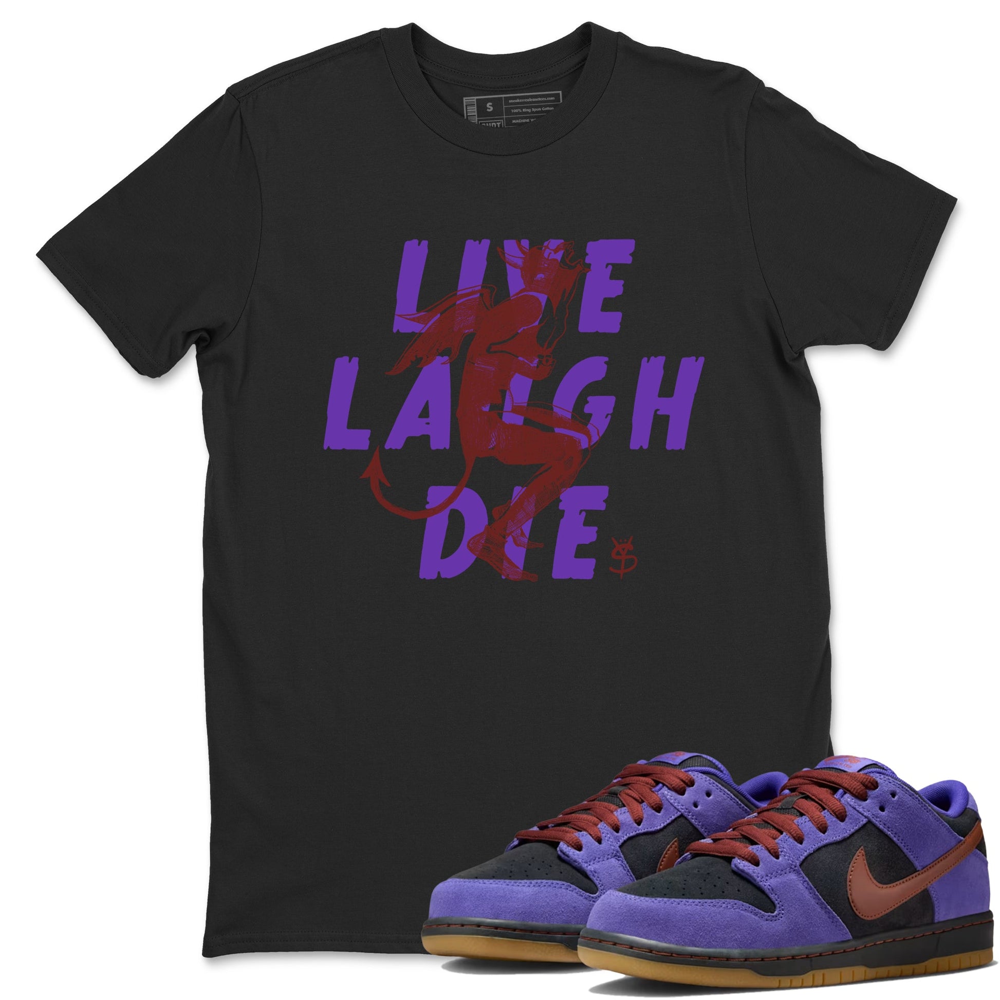 Sneaker match tees – Sneaker Threads To Match Dunk Low Persian Violet Shoes – Laughing Devil Tee Black 1