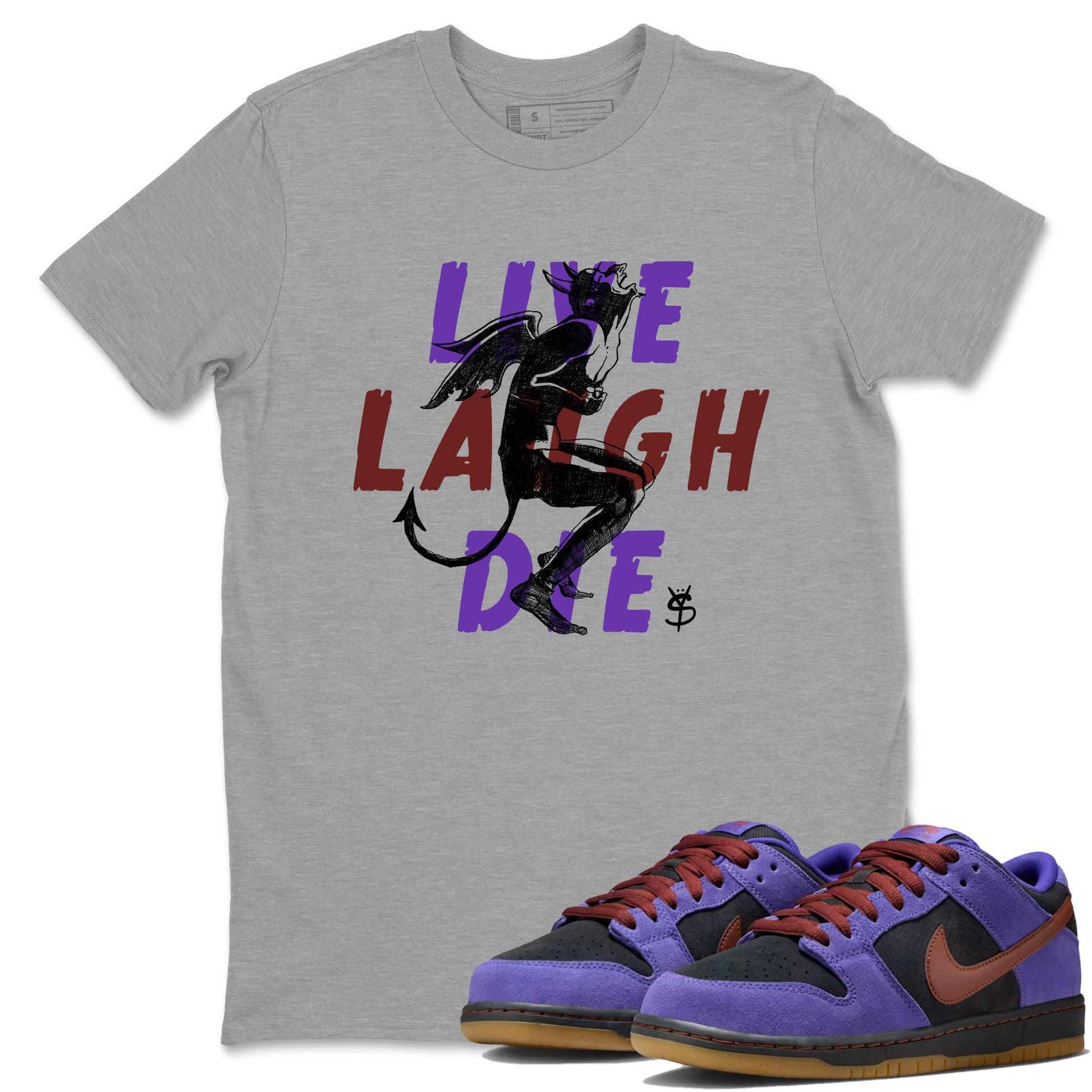 Sneaker match tees – Sneaker Threads To Match Dunk Low Persian Violet Shoes – Laughing Devil Tee Heather Grey 1