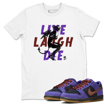 Sneaker match tees – Sneaker Threads To Match Dunk Low Persian Violet Shoes – Laughing Devil Tee White 1