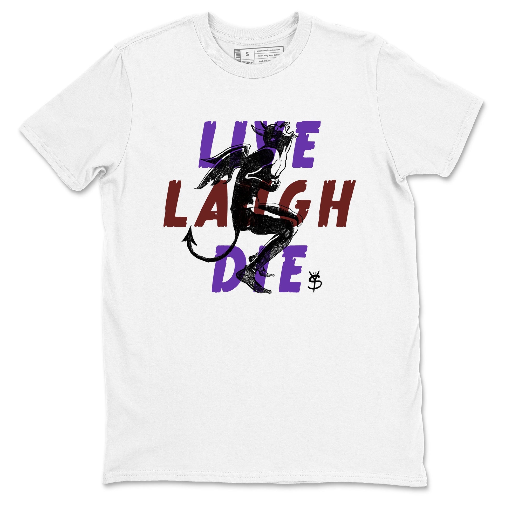 Sneaker match tees – Sneaker Threads To Match Dunk Low Persian Violet Shoes – Laughing Devil Tee White 2