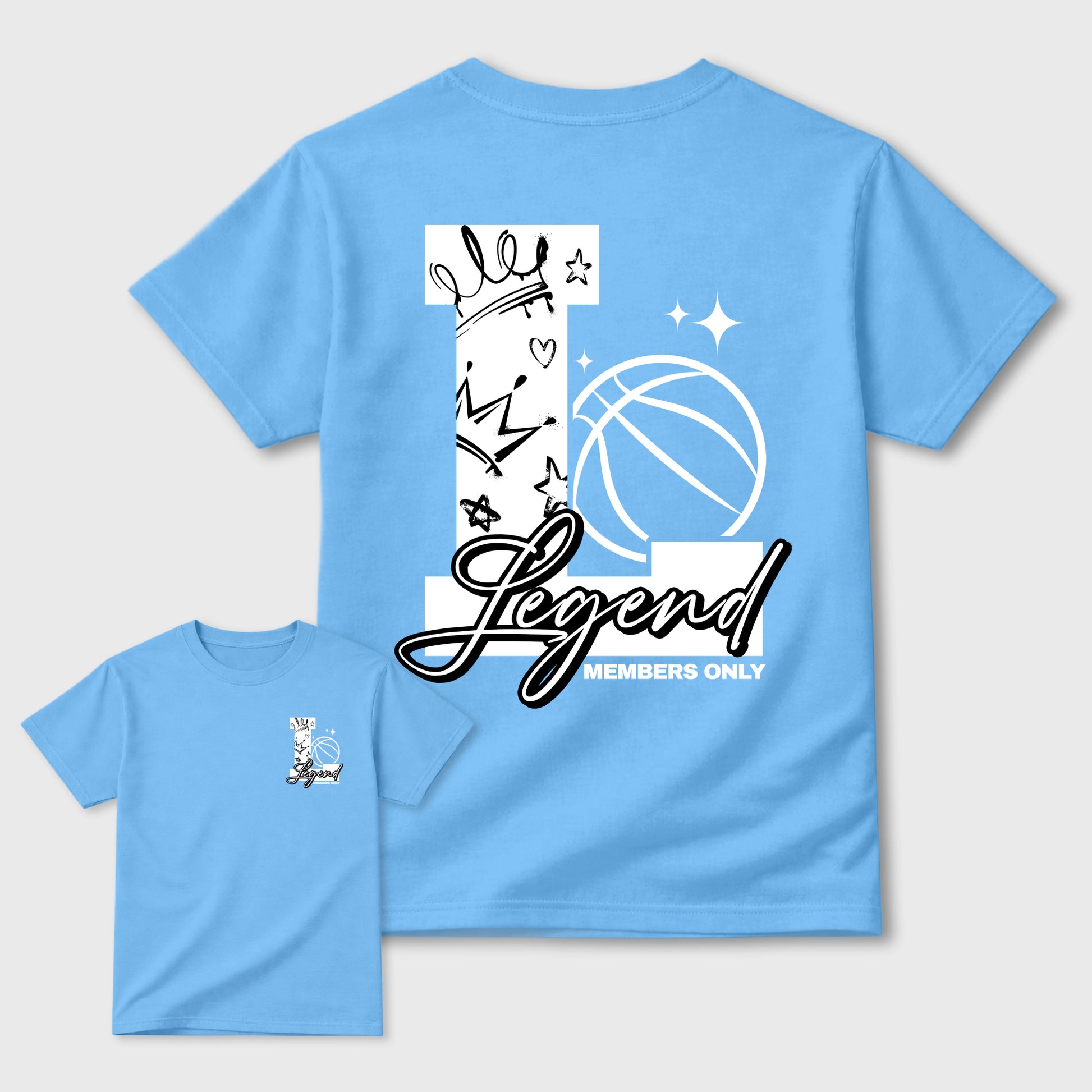 Legend sneaker match t-shirt styled to complete your fit with the sneakers, Double side graphic tee. shown in Carolina Blue.