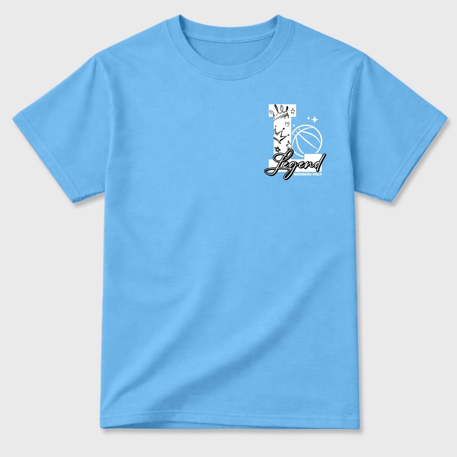 Legend sneaker match t-shirt styled to complete your fit with the sneakers, Double side graphic tee. shown in Carolina Blue.