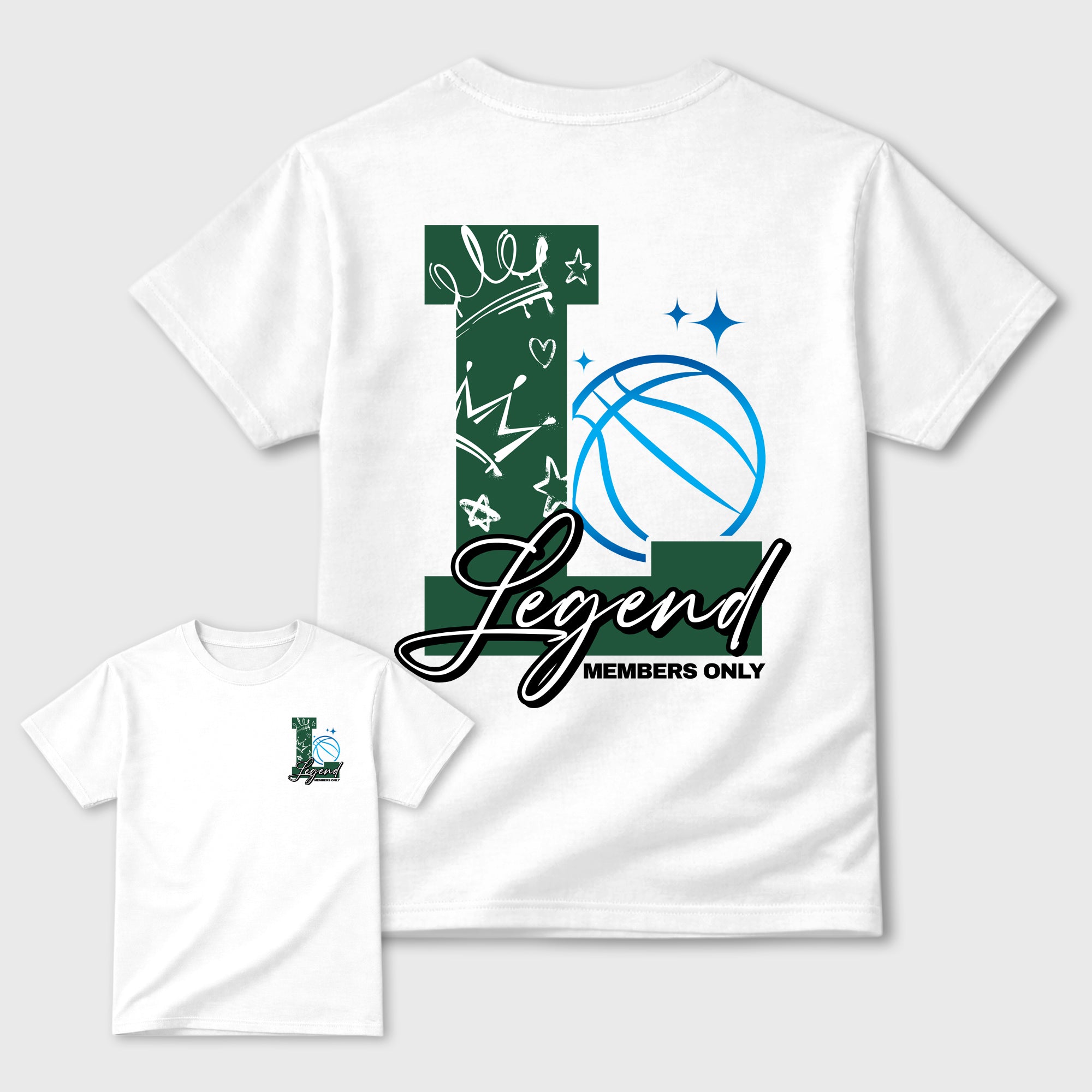 Legend Graphic T-Shirt designed to match the Air Jordan 12 Summit White and Gorge Green sneakers, a sneaker matching shirt for a coordinated sneaker outfit.