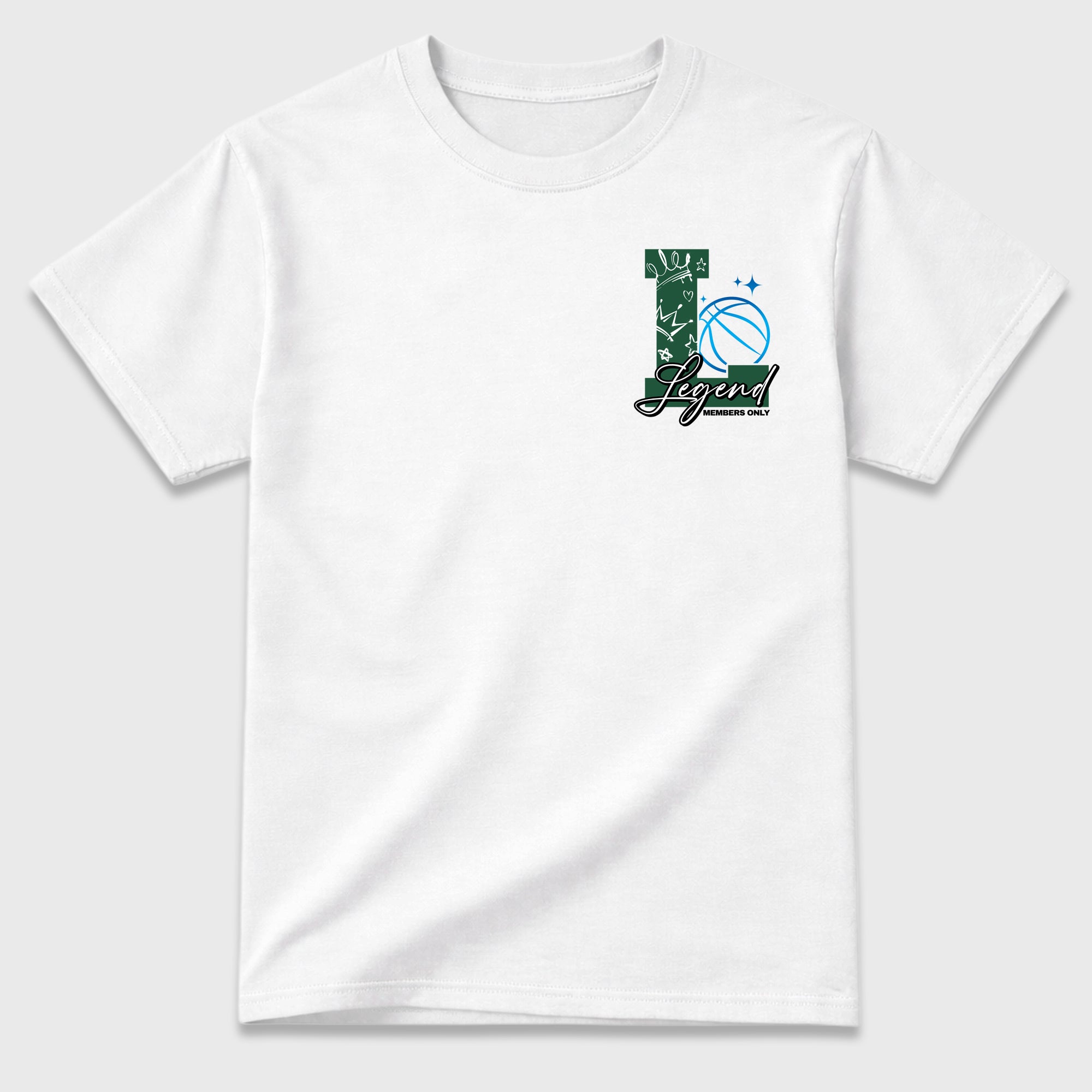 Legend Graphic T-Shirt designed to match the Air Jordan 12 Summit White and Gorge Green sneakers, a sneaker matching shirt for a coordinated sneaker outfit.