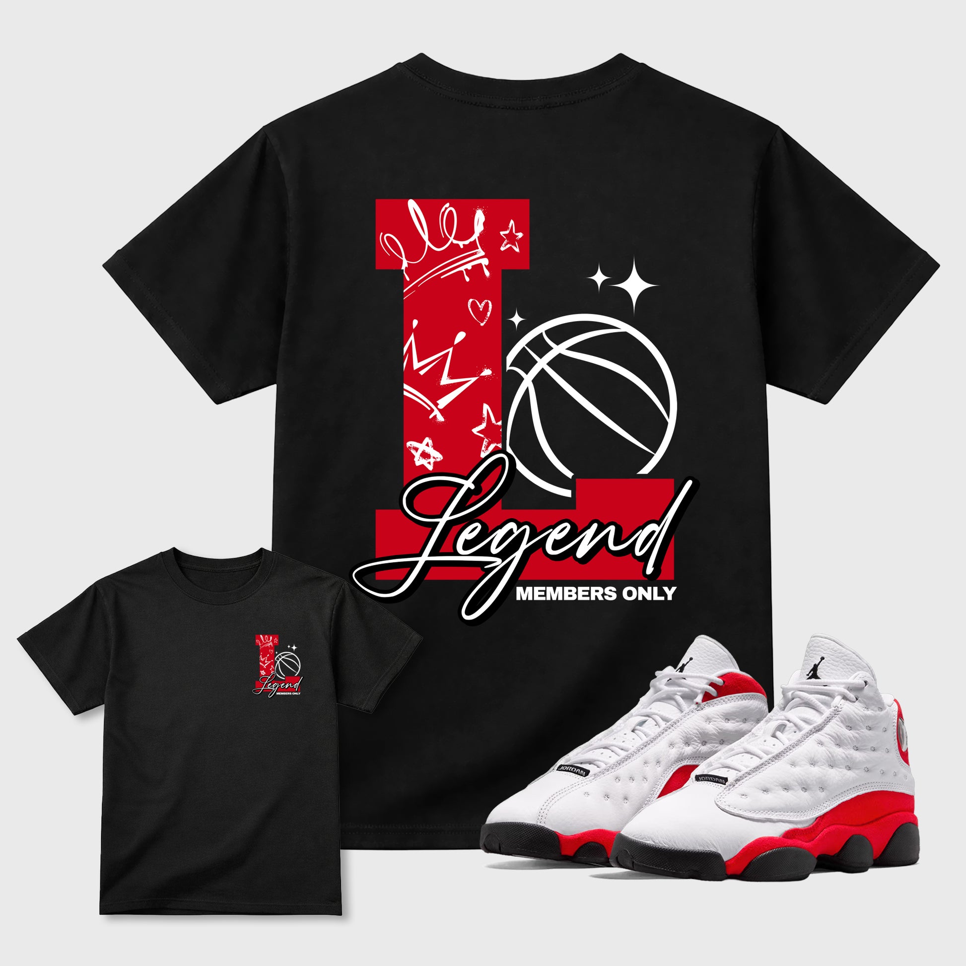 Legend sneaker match t-shirt styled to complete your fit with the sneakers, shown in Black.