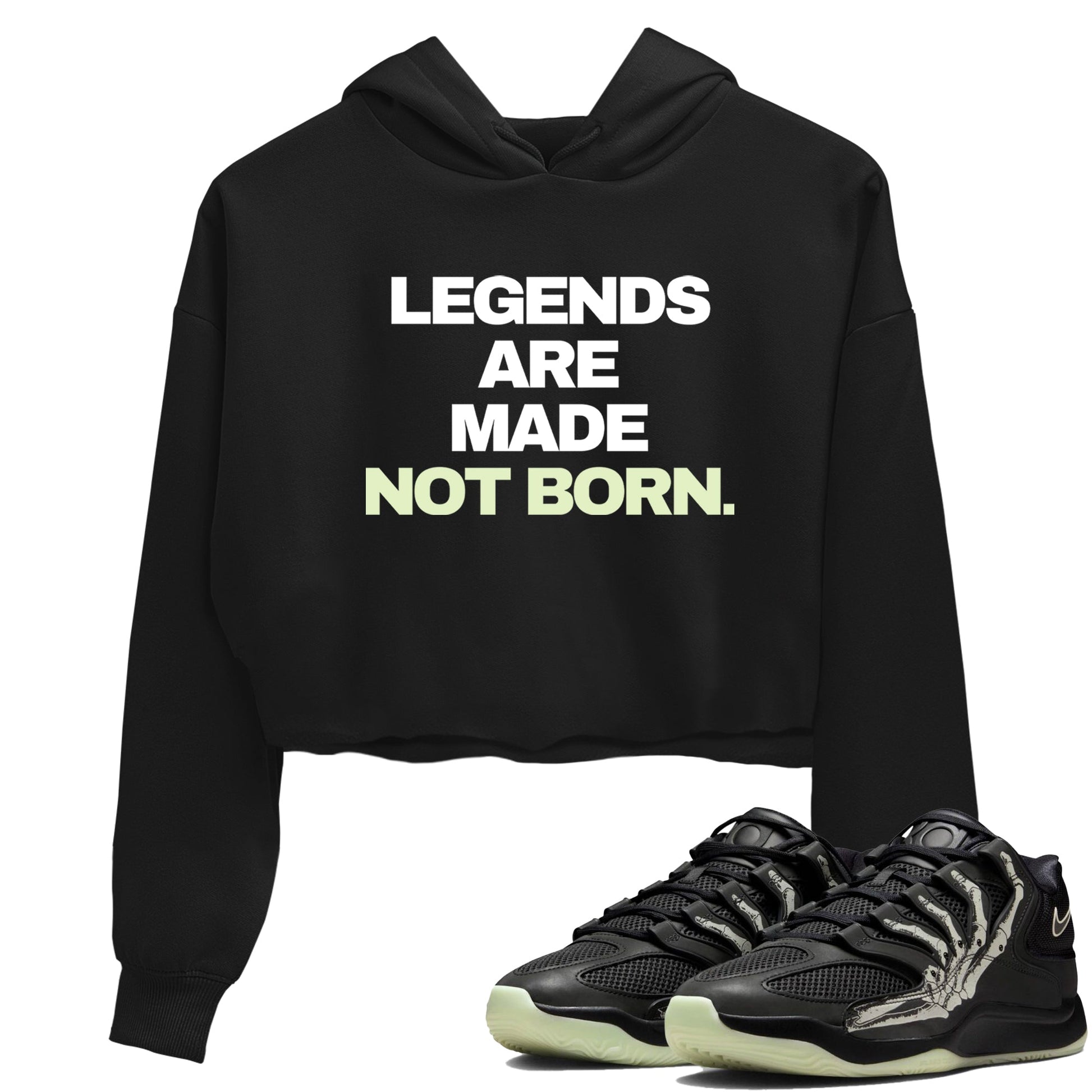 Sneaker Threads – Sneaker Tees To Match Nike KD 18 Halloween – Legends Are Made Not Born Crop Tee Black 1. Perfect for Jordan releases 2025 colorways. Perfect for Kevin Durant sneaker releases and Halloween 2025 colorways.