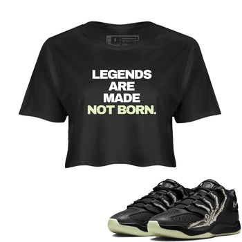 Sneaker Threads – Sneaker Tees To Match Nike KD 18 Halloween – Legends Are Made Not Born Crop Tee Black 1. Perfect for Jordan releases 2025 colorways. Perfect for Kevin Durant sneaker releases and Halloween 2025 colorways.