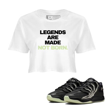 Sneaker Threads – Sneaker Tees To Match Nike KD 18 Halloween – Legends Are Made Not Born Crop Tee White 1. Perfect for Jordan releases 2025 colorways. Perfect for Kevin Durant sneaker releases and Halloween 2025 colorways.