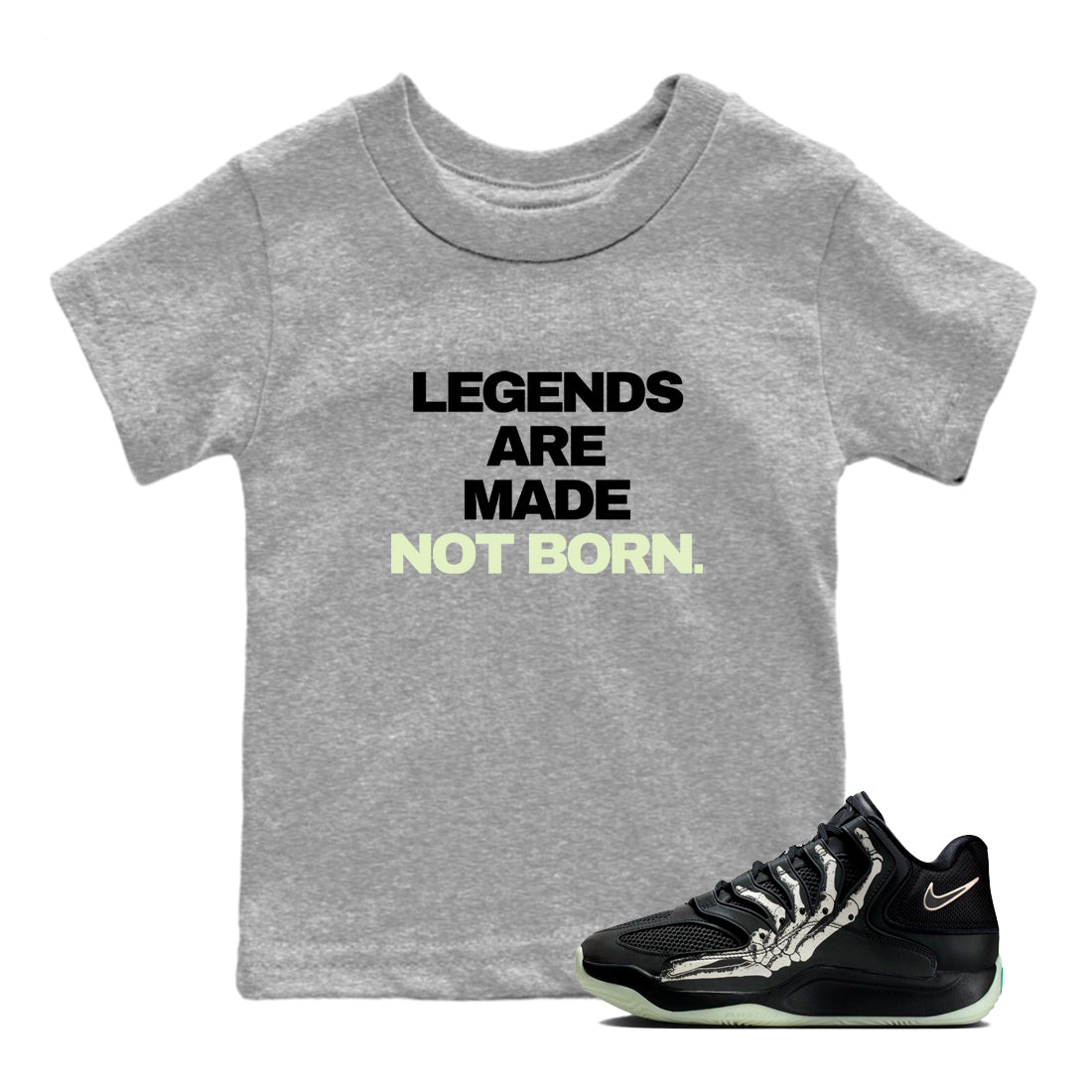 Sneaker Threads – Sneaker Tees To Match Nike KD 18 Halloween – Legends Are Made Not Born Youth Graphic Tee Heather Grey 1. Perfect for Jordan releases 2025 colorways. Perfect for Kevin Durant sneaker releases and Halloween 2025 colorways.