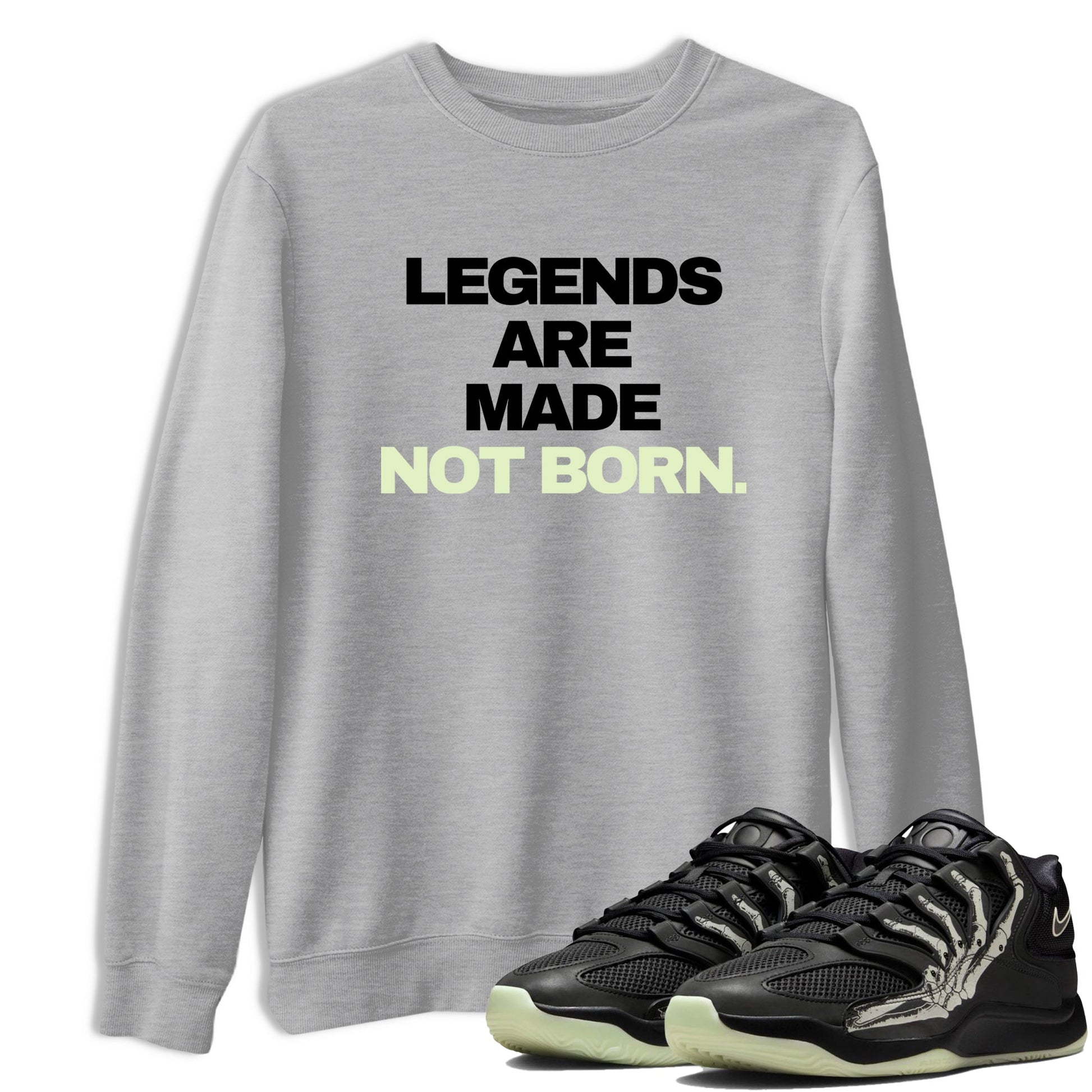 Sneaker Threads – Sneaker Tees To Match Nike KD 18 Halloween – Legends Are Made Not Born Graphic Tee Heather Grey 1. Perfect for Jordan releases 2025 colorways. Perfect for Kevin Durant sneaker releases and Halloween 2025 colorways.
