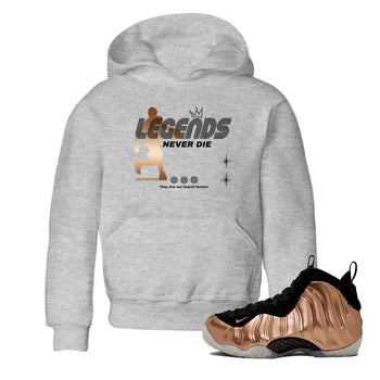 Foams One Metallic Copper shirts to match jordans Legends Never Die sneaker match tees Air Foamposite One Metallic Copper match shoes to clothes SNRT Sneaker Tees Youth Baby Heather Grey 1 tee