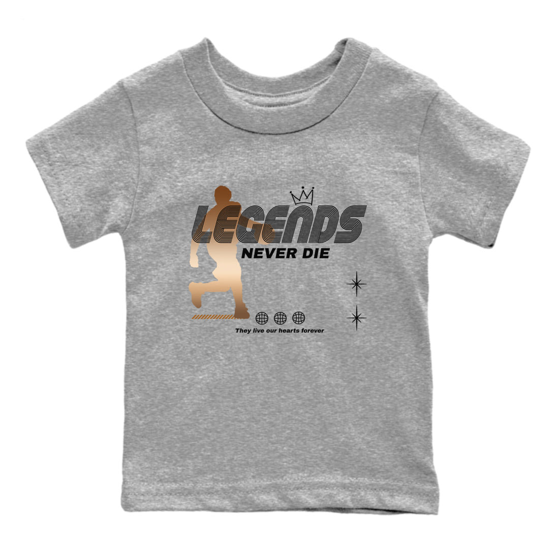 Foams One Metallic Copper shirts to match jordans Legends Never Die sneaker match tees Air Foamposite One Metallic Copper match shoes to clothes SNRT Sneaker Tees Youth Baby Heather Grey 2 tee