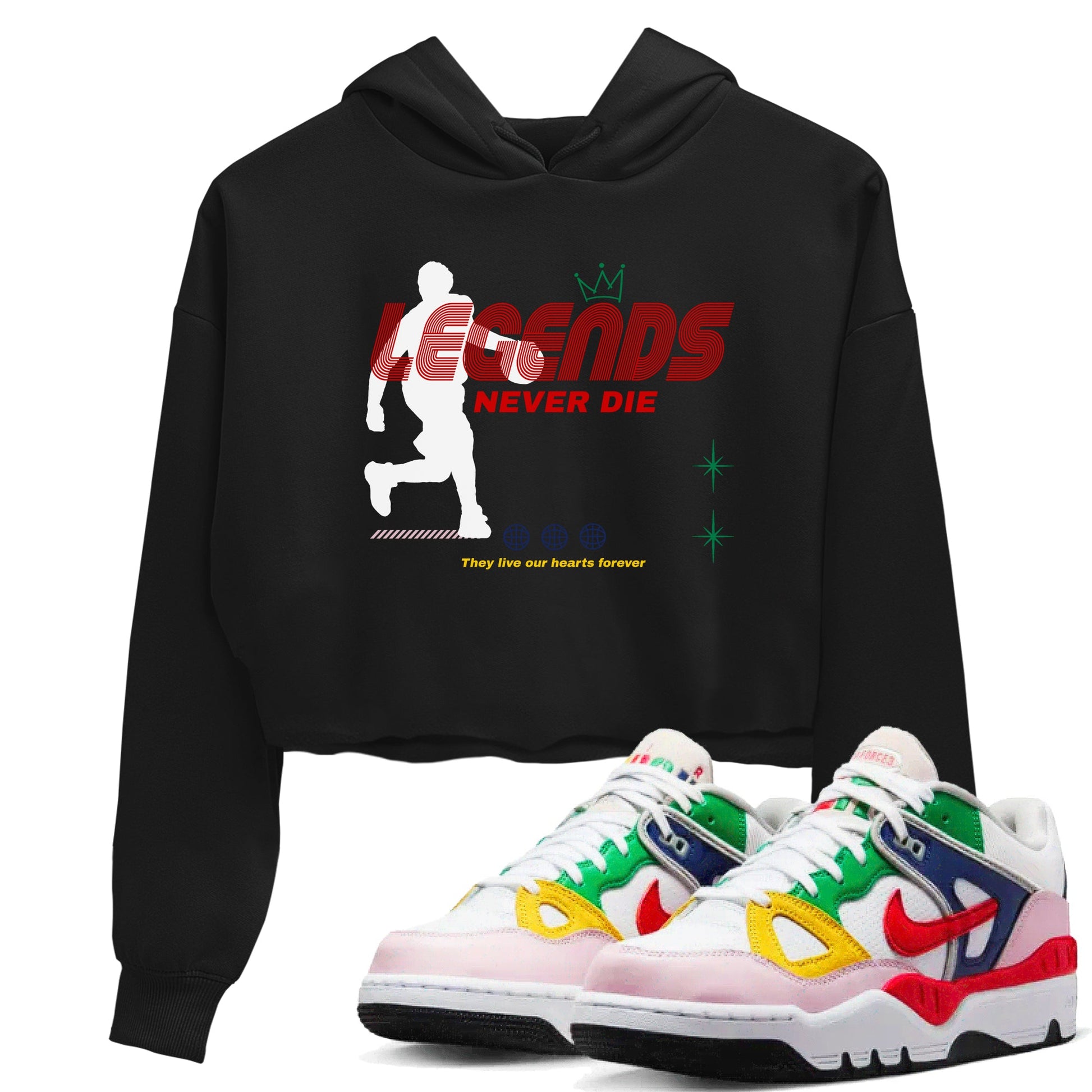AF 3 Nigo shirtsto match jordans Legends Never Die sneaker match tees Air Force 3 Low x Nigo Blue Void and Tour Yellow match shoes to clothes SNRT Sneaker Tees unisex cotton Black 1 crop tee