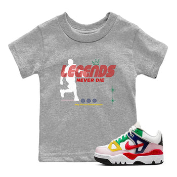AF 3 Nigo shirtsto match jordans Legends Never Die sneaker match tees Air Force 3 Low x Nigo Blue Void and Tour Yellow match shoes to clothes SNRT Sneaker Tees Youth Baby Heather Grey 1 tee