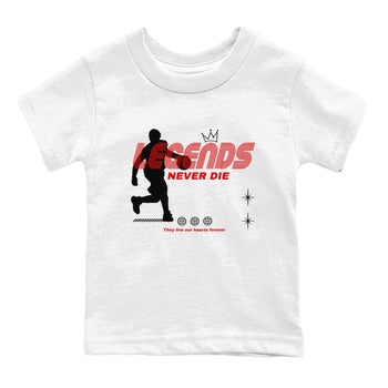 1s Black Toe Reimagined shirts to match jordans Legends Never Die sneaker match tees Air Jordan 1 Black Toe Reimagined match shoes to clothes SNRT Sneaker Tees Youth Baby White 2 tee