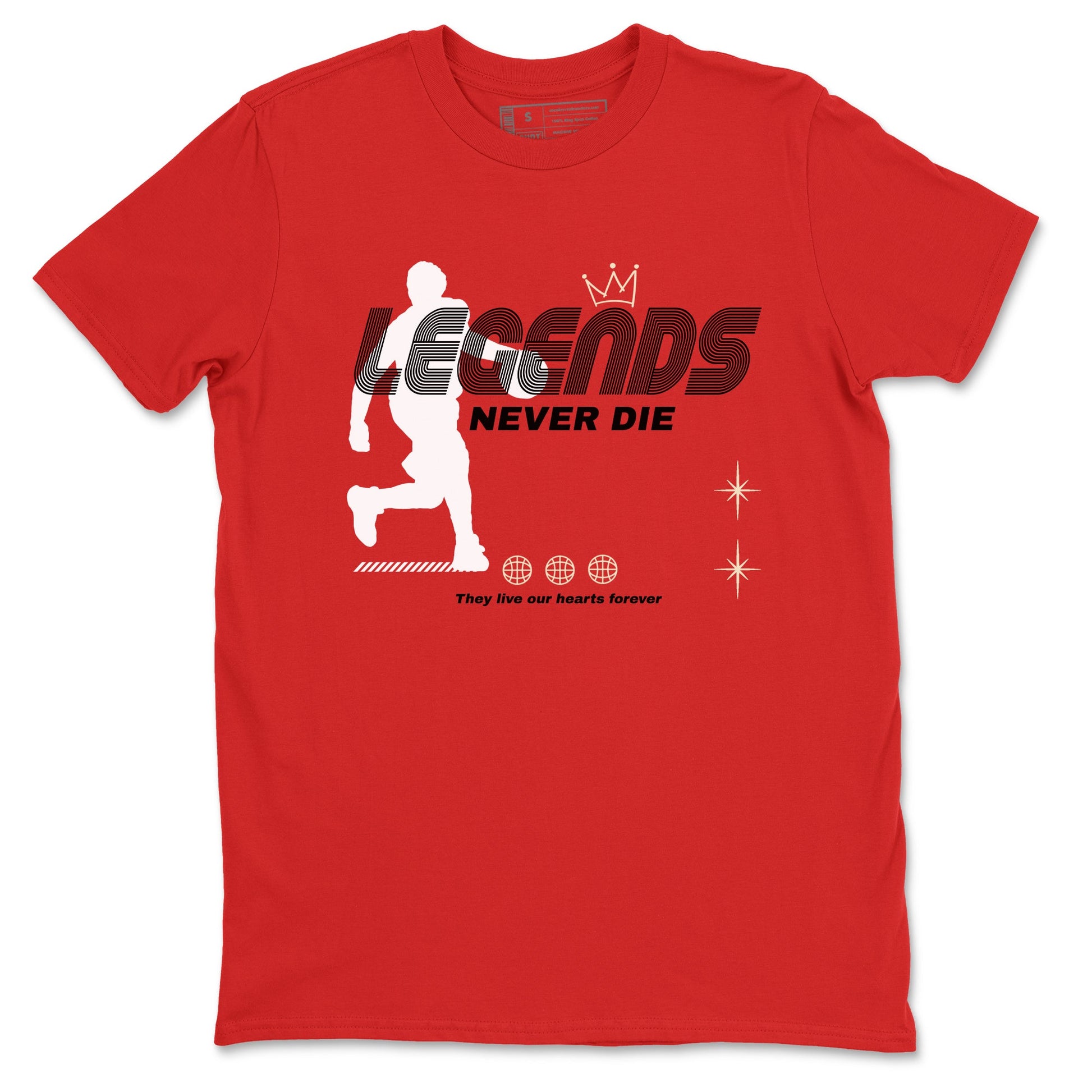 1s Black Toe Reimagined shirts to match jordans Legends Never Die sneaker match tees Air Jordan 1 Black Toe Reimagined match shoes to clothes SNRT Sneaker Tees unisex cotton Red 2 shirts