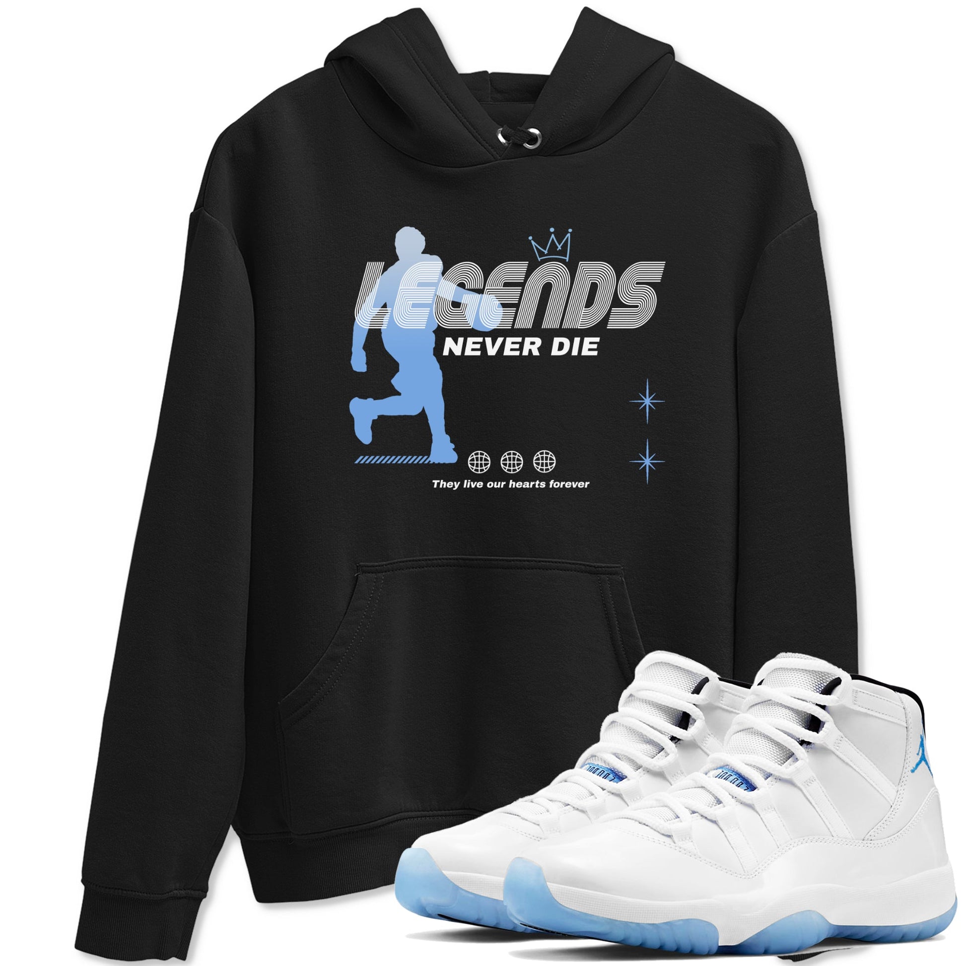 11s Legend Blue shirts to match jordans Legends Never Die sneaker match tees Air Jordan 11 Legend Blue match shoes to clothes SNRT Sneaker Tees unisex cotton Black 1 shirts