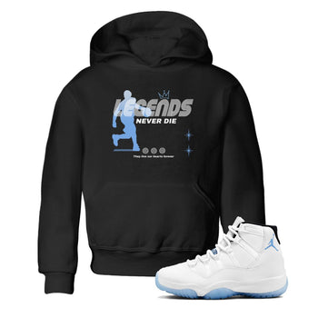 11s Legend Blue shirts to match jordans Legends Never Die sneaker match tees Air Jordan 11 Legend Blue match shoes to clothes SNRT Sneaker Tees Youth Baby Black 1 tee